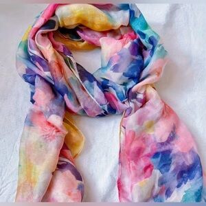 Multicolor Watercolor Floral Scarf - Women Accessories